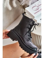 Dámské Zateplené Kožené Boty Černé Goe OO2N4115-W2
