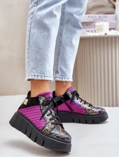Kožené sneakersy na platformě fuchsie Maciejka 06767-15
