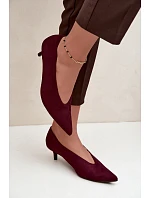 Bordové semišové lodičky na kitten heel Nuretta Bordové semišové lodičky na kitten heel Nuretta