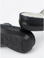 Trendy  nazouváky dámské tmavě modré na plochém podpatku