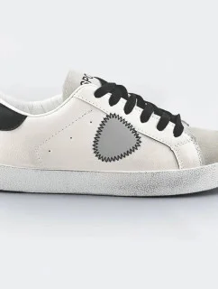 Bílo-černé dámské tenisky trampky z různých spojených materiálů (1088)