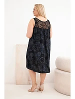 Dámské šaty Plus Size z viskózy s květinovým vzorem a krajkovým výstřihem černá
