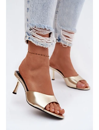 Sandály z umělé kůže na jehlovém podpatku Zlaté Melissea