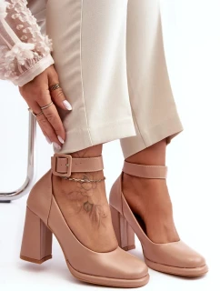 Lodičky na vysokém podpatku s přezkou, béžová Idovana