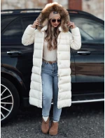 Dámská prošívaná zimní bunda s kapucí CROMBILA ecru FashionStreet TY4101
