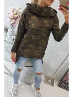 Mikina moro s dlouhými zády khaki+zelená Mikina moro s dlouhými zády khaki+zelená