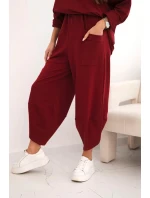Komplet bavlněný mikina + kalhoty tmavě bordó