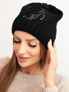 Dámská zimní čepice s vlnou volného střihu K442 černá