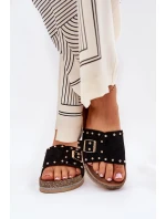 Dámské Pantofle Na Platformě S Přezkou A Hroty Černé Nusithia