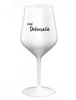 PANÍ DOKONALÁ - bílá nerozbitná sklenice na víno 470 ml