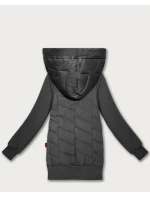 Dámská mikina v grafitové barvě z různých materiálů s kapucí Goodlookin (AMG-175)