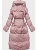 Růžová dámská zimní přeložená obálková bunda (5M737-46)