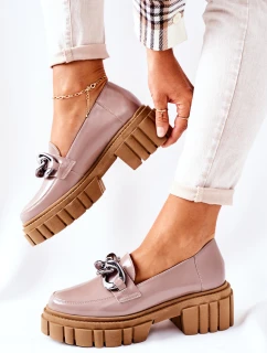 Dámské Boty Loafers Kůže Cappuccino Laura Messi 2339