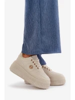 Sneakersy Sportovní Boty Dámské Zateplené Na Masivní Podešvi Béžové Verissha