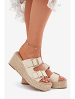 Dámské Klapky Na Klínu S Pletením A Přezkami Béžové Pasinea