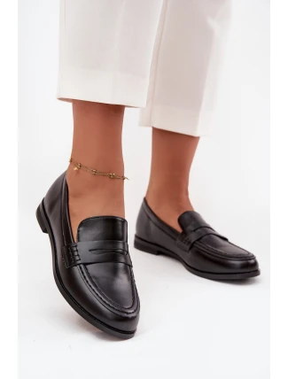 Mokasyny Loafersy Dámské Z Eko Kůže Černé Bessina