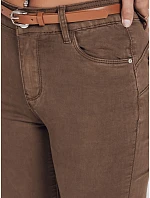 Dámské úzké kalhoty s páskem VIVASKIN hnědé FashionStreet UY2745