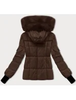 Dámská zimní bunda v kakaové barvě s odepínací kapucí S'west (B8303-48) Dámská zimní bunda v kakaové barvě s odepínací kapucí S'west (B8303-48)