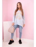 Dámská halenka s kapsami a ozdobným potiskem šedý