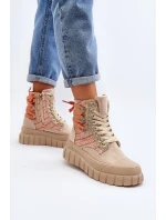 Damské Vysoké Semišové Tenisky Bežové Eleamia Damské Vysoké Semišové Tenisky Bežové Eleamia