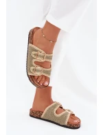 Háčkované Dámské Sandály Se Zlatými Přezkami Zelené Fenira