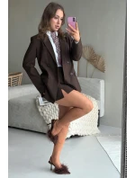 Lodičky s peřím a otevřenou patou čokoládové Belice