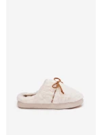 Kožešinové bačkory s mašlí ecru Minella