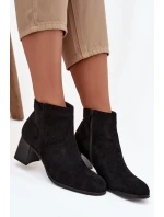 Dámské botky na sloupku z eko semiše – černé Marilou