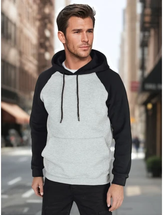Pánská šedá základní mikina s kapucí FashionStreet BX5892