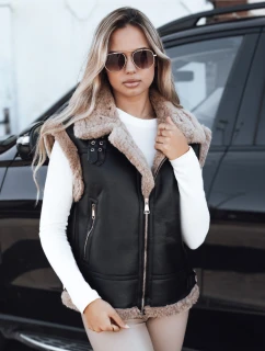 Dámská kožená vesta s ovčí kůží černá FashionStreet TY5251