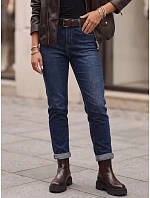 Dámské džíny Mom Fit s páskem a vysokým pasem, tmavě modré, FashionStreet UY3110 Dámské džíny Mom Fit s páskem a vysokým pasem, tmavě modré, FashionStreet UY3110