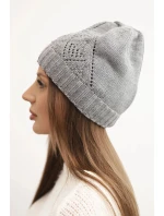 Dámská zimní čepice z vlny a s geometrickým vzorem K479 šedá
