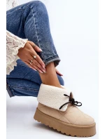 Sněhule na platformě s kožešinou světle béžové Olimuka