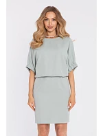 M904 Blůzové šaty s rozparkem na zádech - mint M904 Blůzové šaty s rozparkem na zádech - mint