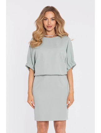 M904 Blůzové šaty s rozparkem na zádech - mint M904 Blůzové šaty s rozparkem na zádech - mint
