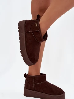 Dámské nízké sněhule na platformě Big Star – čokoládové