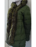 Dámská zimní bunda s kožešinou W749 zelená - Goodlooking