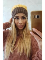 Bibiana fleecová čepice K264 mocca+yellow Bibiana fleecová čepice K264 mocca+yellow