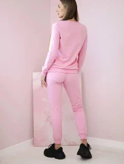 Dámská bavlněná souprava s ozdobným srdíčkem bonbónově růžová