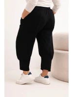 Dámské kalhoty Plus Size s nízkým sedem a gumou v pase černé