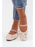 Dámské baleríny se stříbrnými prvky Marivon – béžové