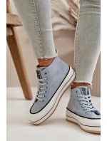 Zateplené Dámské Tenisky Na Platformě Eko Kůže Big Star OO274069 Modré