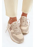 Kožené Semišové Dámské Tenisky Na Platformě Kobbo 100103 Béžové