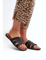 Dámské ploché pantofle vyrobené z eko kůže, černá Risamay