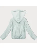 Krátká dámská bunda ve světle pistácijové barvě s teplákovou kapucí J Style (16M9236-176)