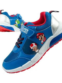 Leomil dětské sportovní boty tenisky Super Mario na suchý zip LED modré
