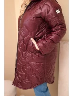 Dámská zimní prošívaná bunda Plus Size s kapucí švestková