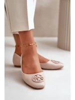 Dámské baleríny s ozdobou z ekokože béžové Rhodike