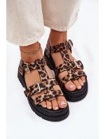 Dámské sandály z eko kůže s přezkami leopard Jeneliena