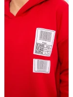 Mikina s kapucí a nášivkami červená Mikina s kapucí a nášivkami červená